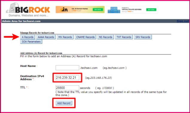 Add-A-NAME-Records-On-Bigrock
