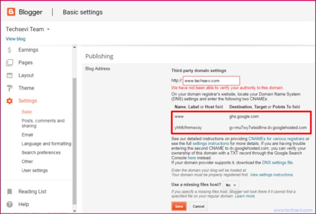 CNAME-Records-For-Blogger-Website