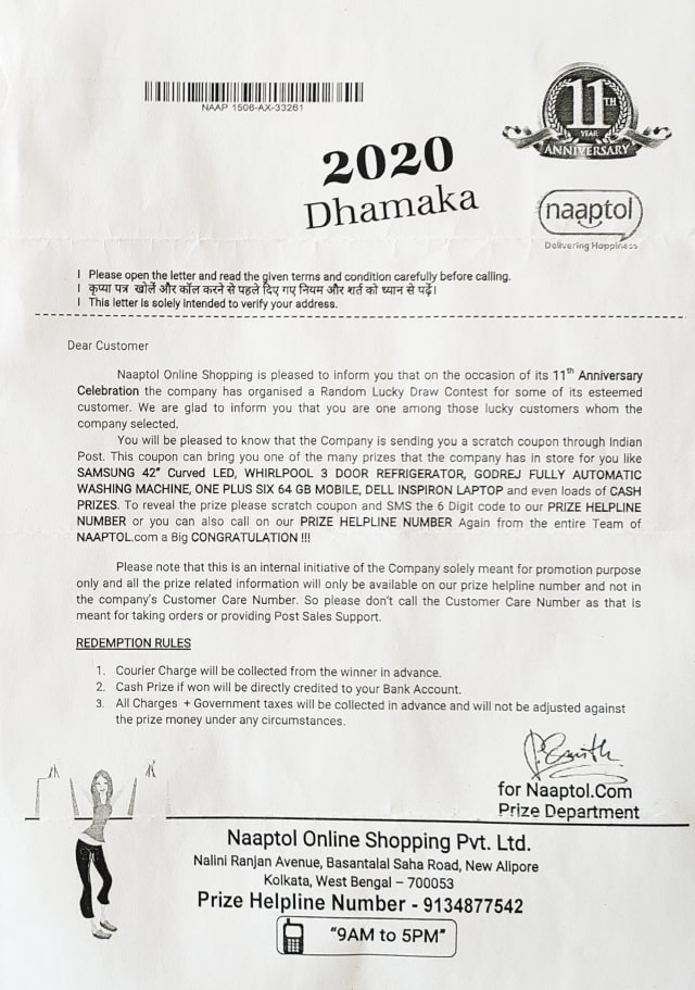 Naaptol-Fraud-Letter